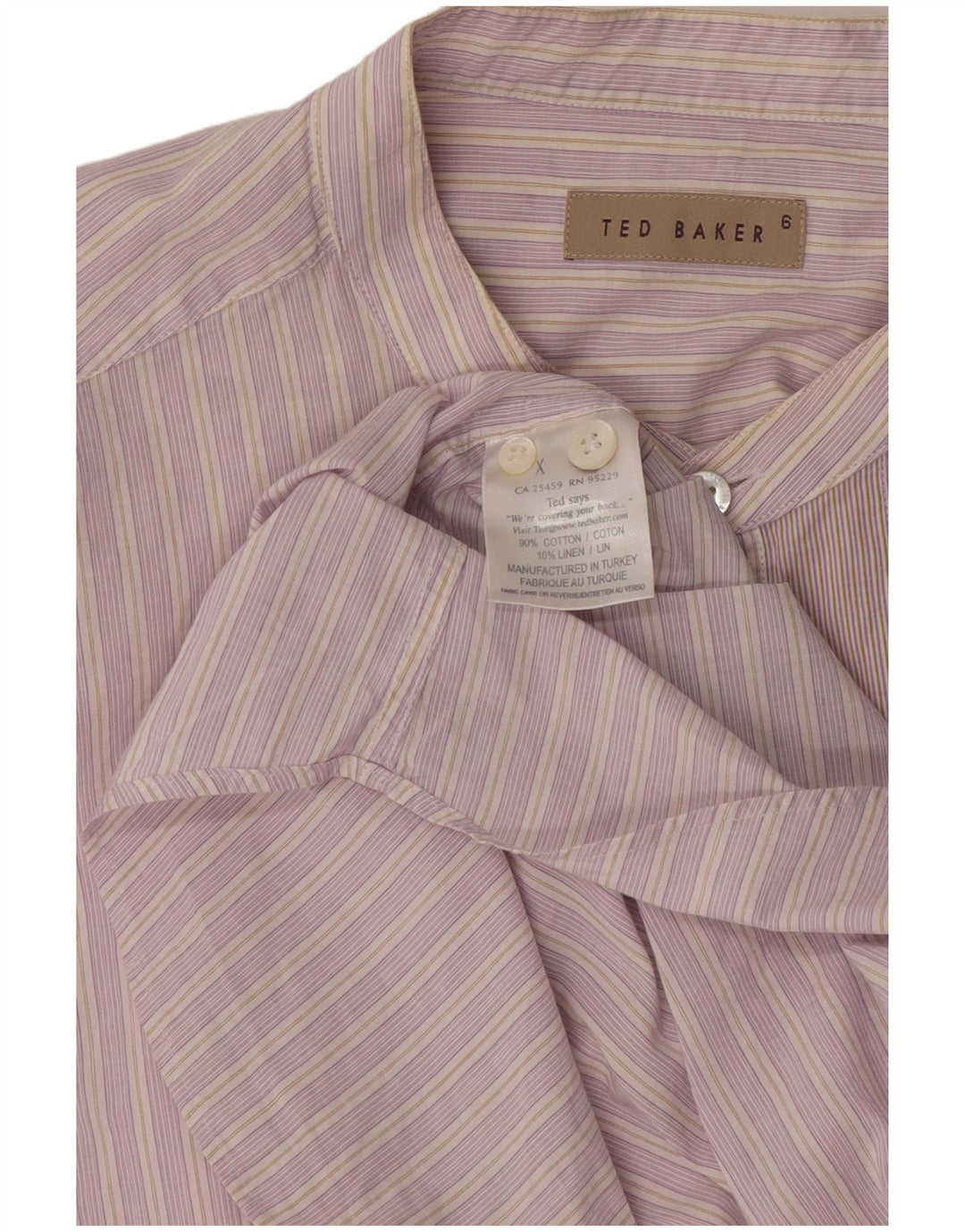 Camisa masculina Ted Baker tamanho 6 2XL algodão listrado rosa