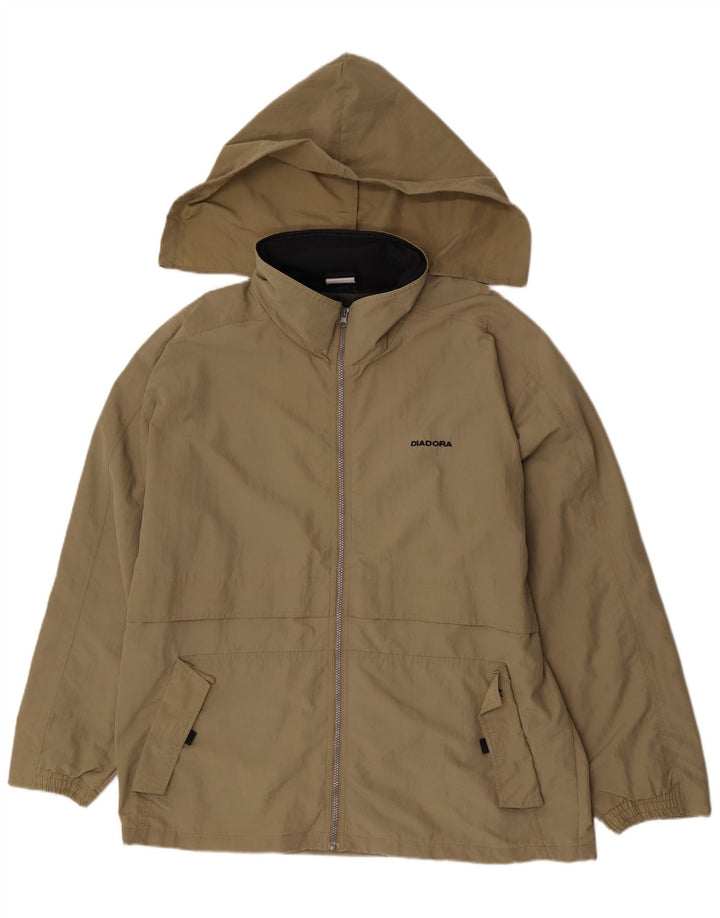 Jaqueta de chuva masculina Diadora com capuz UK 40 grande poliamida cáqui