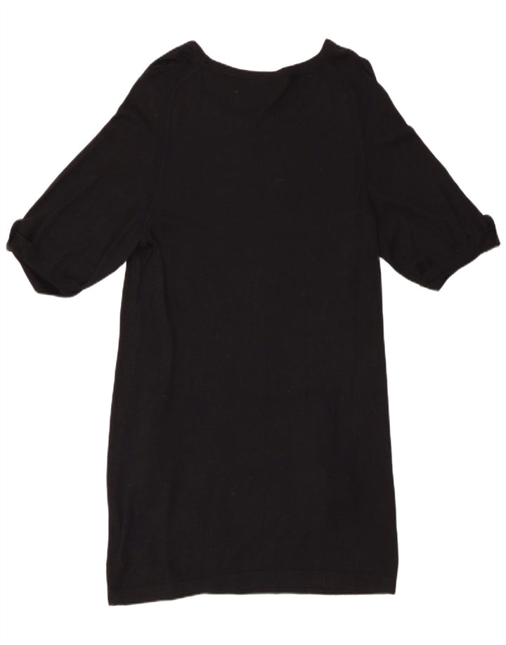 Vestido jumper feminino de manga curta Marks & Spencer Reino Unido 12 médio preto