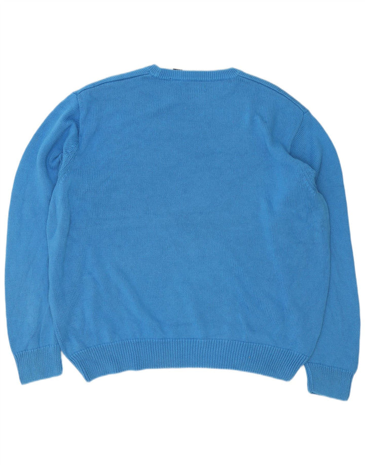 Suéter masculino Chaps com gola redonda 2XL algodão azul