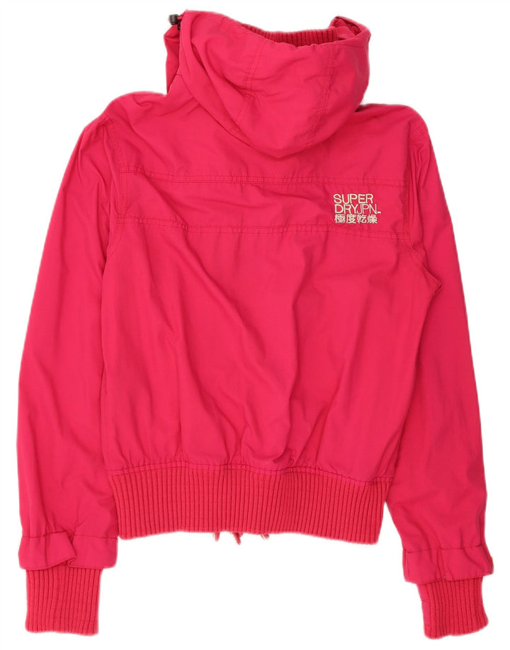 Jaqueta corta-vento feminina Superdry com capuz gráfico UK 16 grande nylon rosa