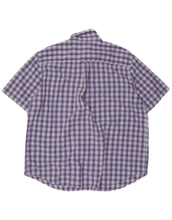 Camisa masculina alta de manga curta Chaps 3XL algodão xadrez roxo