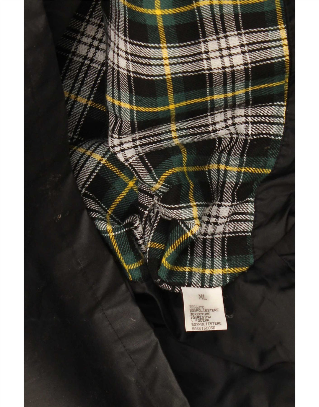 Jaqueta masculina de algodão encerado Wikes & Akerman Reino Unido 42 XL poliéster preto