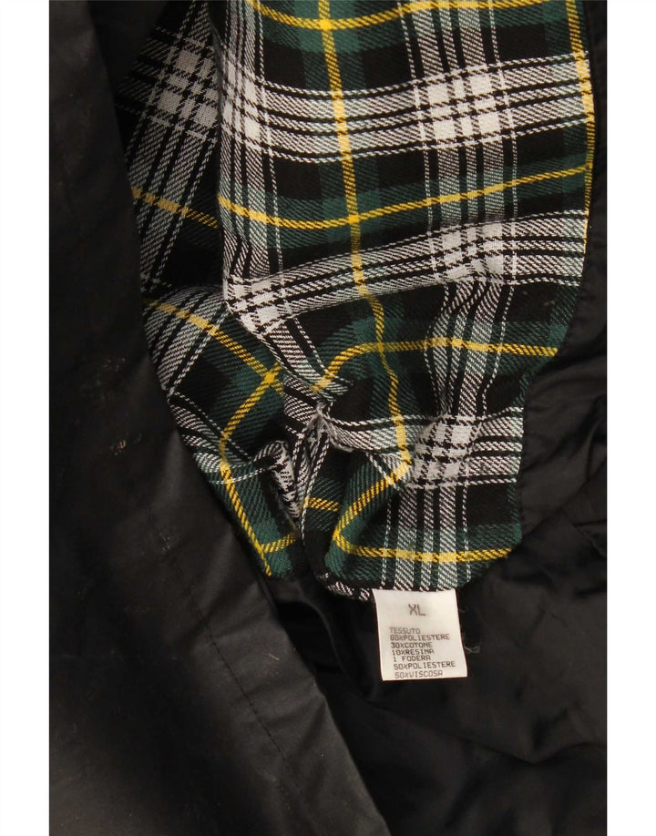 Jaqueta masculina de algodão encerado Wikes & Akerman Reino Unido 42 XL poliéster preto