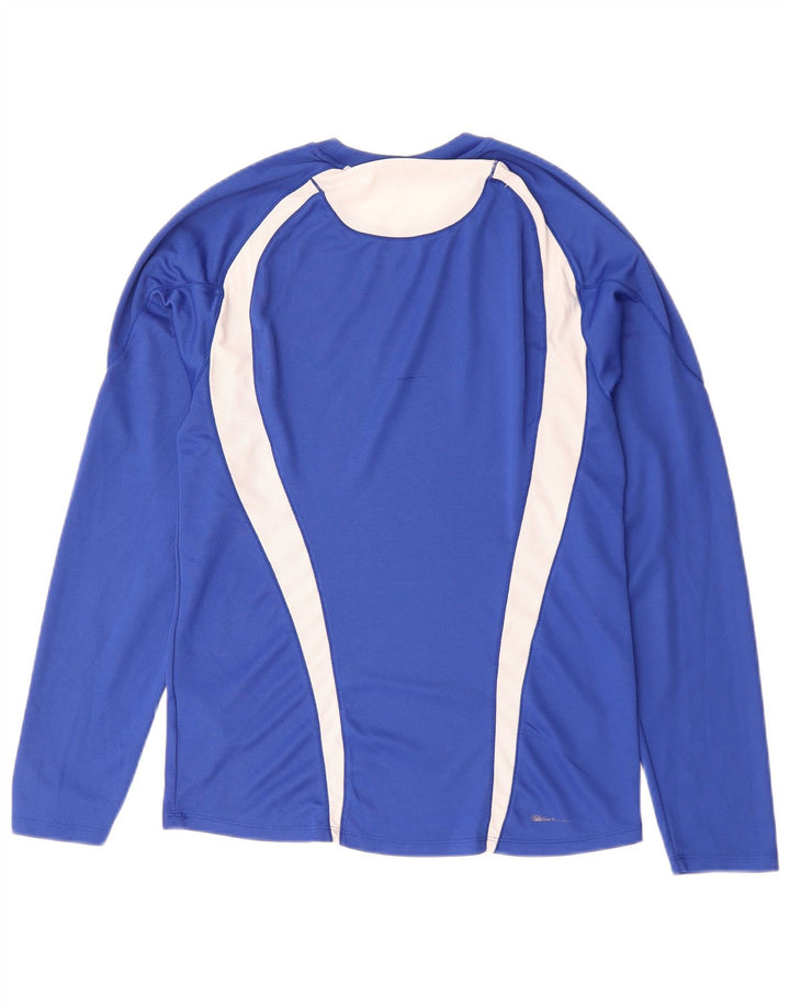 Top feminino Asics manga comprida UK 12 poliéster colorblock azul médio