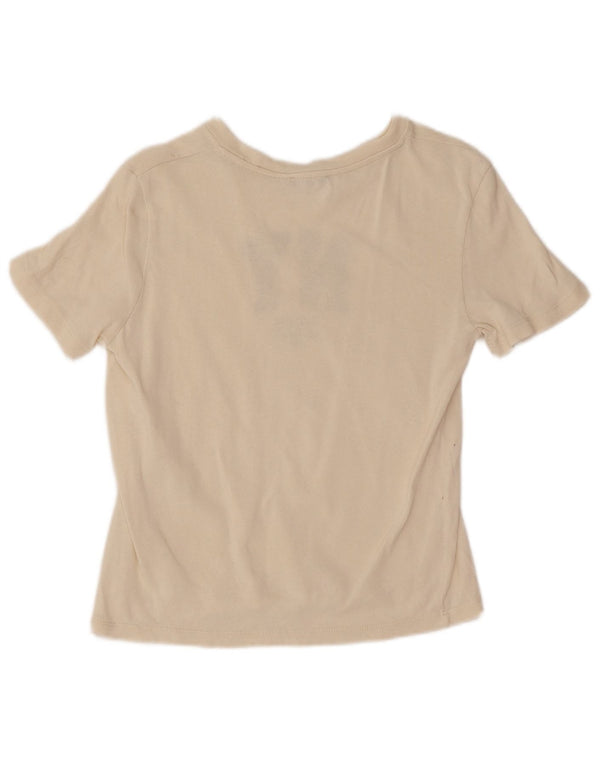Camiseta feminina Zara com estampa gráfica UK 12 médio branco
