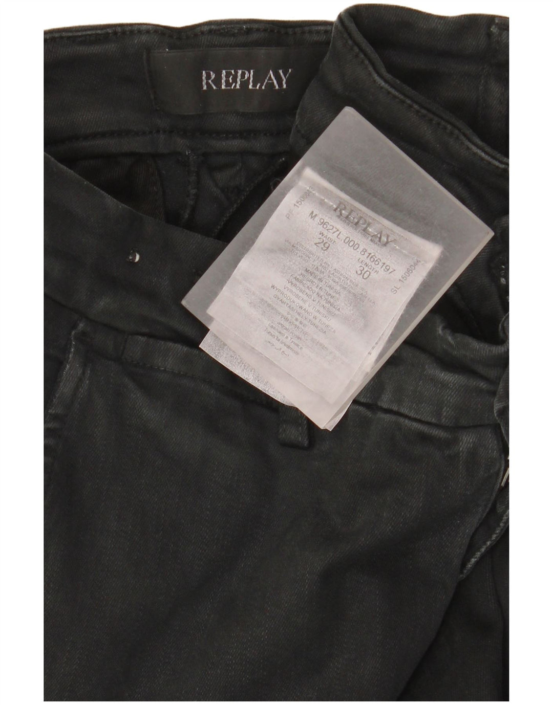 Replay Mens Zeumar Slim Jeans W29 L30 Algodão Preto