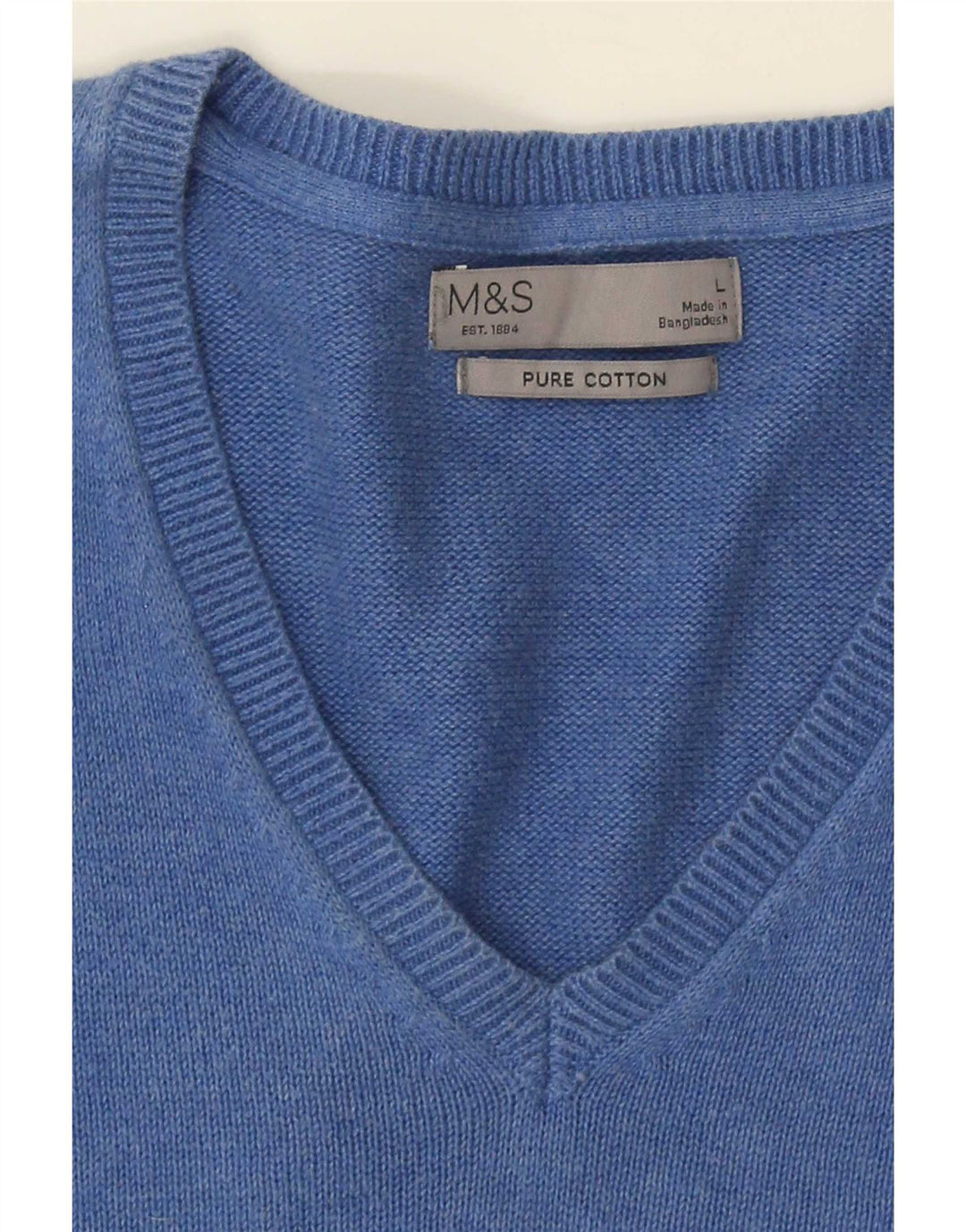 Suéter masculino Marks & Spencer com decote em V grande azul
