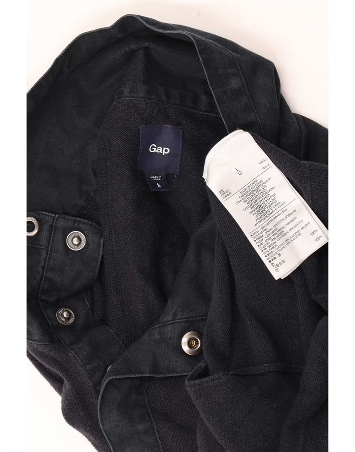Suéter masculino Gap com gola redonda e botão grande de algodão azul marinho