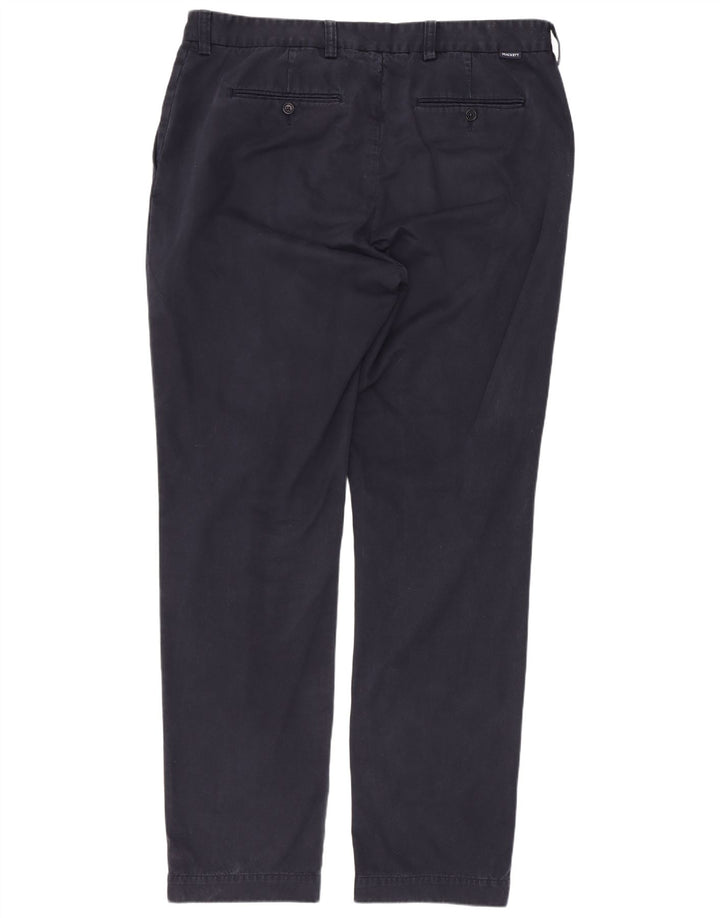 Calça chino reta masculina Hackett W40 L34 algodão azul marinho