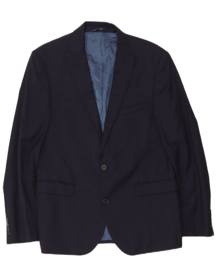 Jaqueta blazer masculina Dkny com 2 botões IT 52 XL lã azul marinho