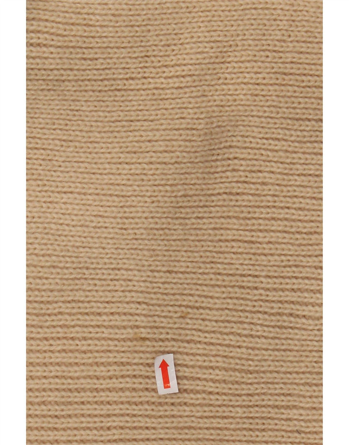 Suéter feminino VINTAGE com gola redonda Reino Unido 12 acrílico listrado bege médio