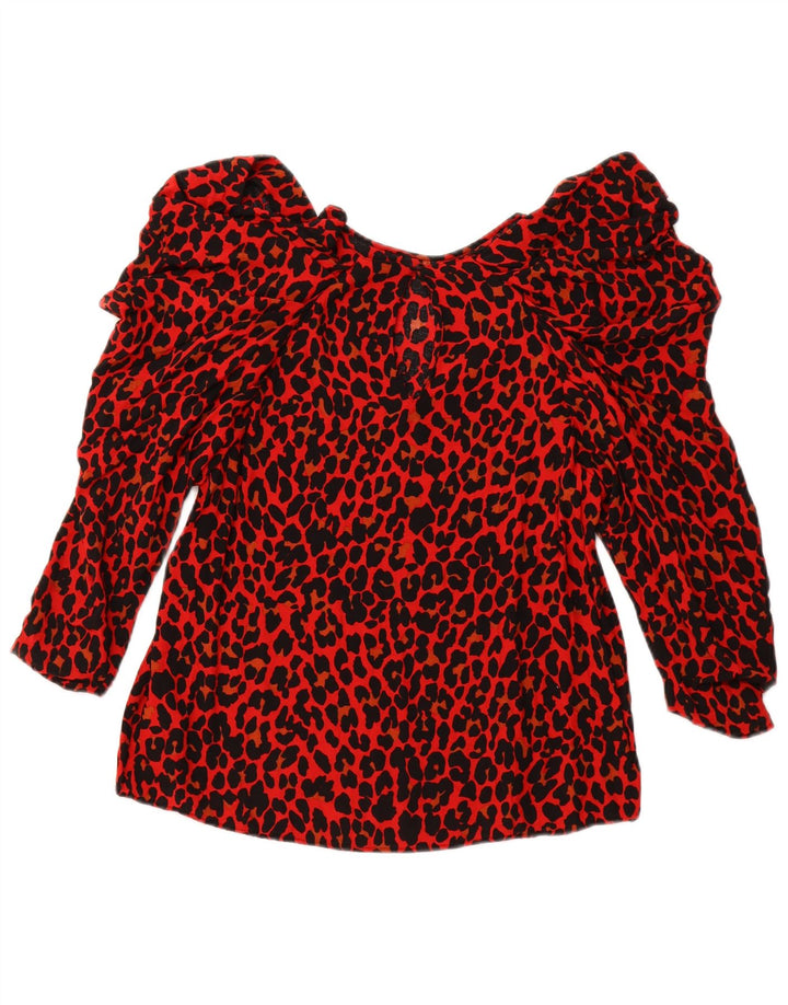 Blusa feminina manga 3/4 ZARA UK 10 pequena estampa animal vermelha