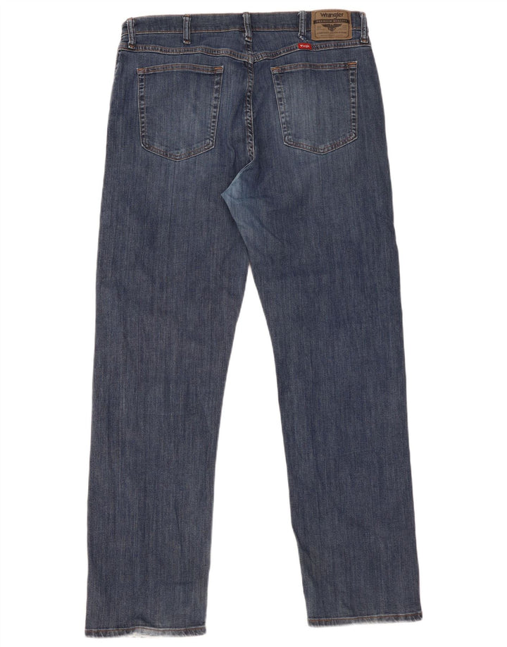 Wrangler Mens Straight Jeans W36 L32 Azul Algodão