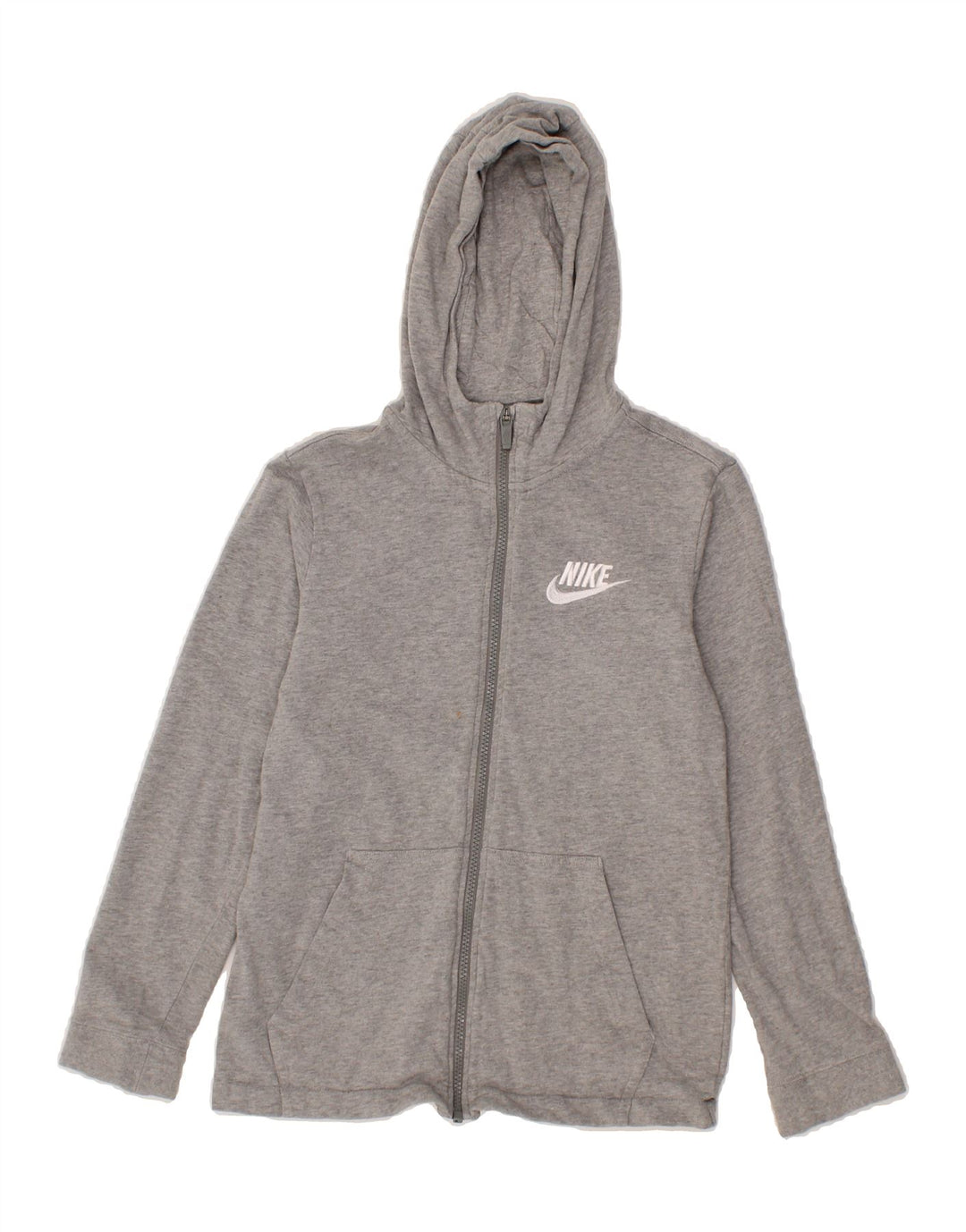NIKE Boys Zip Hoodie Sweater 12-13 Years Large  Grey Cotton Vintage Nike and Second-Hand Nike from Messina Hembry 