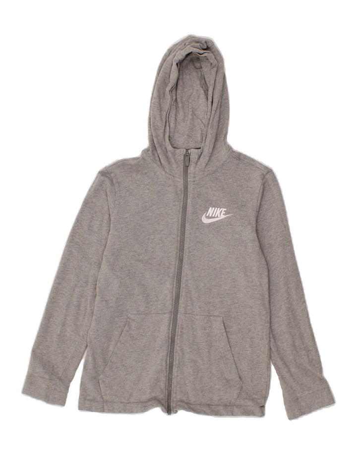NIKE Boys Zip Hoodie Sweater 12-13 Years Large  Grey Cotton Vintage Nike and Second-Hand Nike from Messina Hembry 