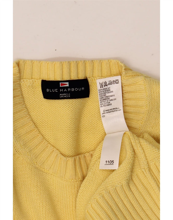 Suéter masculino Marks & Spencer Blue Harbor com gola redonda, amarelo médio