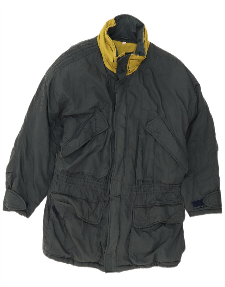 Casaco corta-vento com capuz masculino vintage EU 50 grande poliéster verde