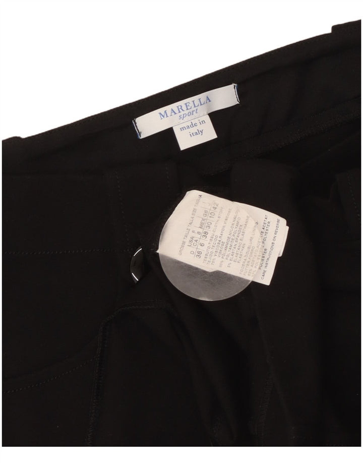 Mini saia feminina Marella Reino Unido 10 pequena W34 viscose preta