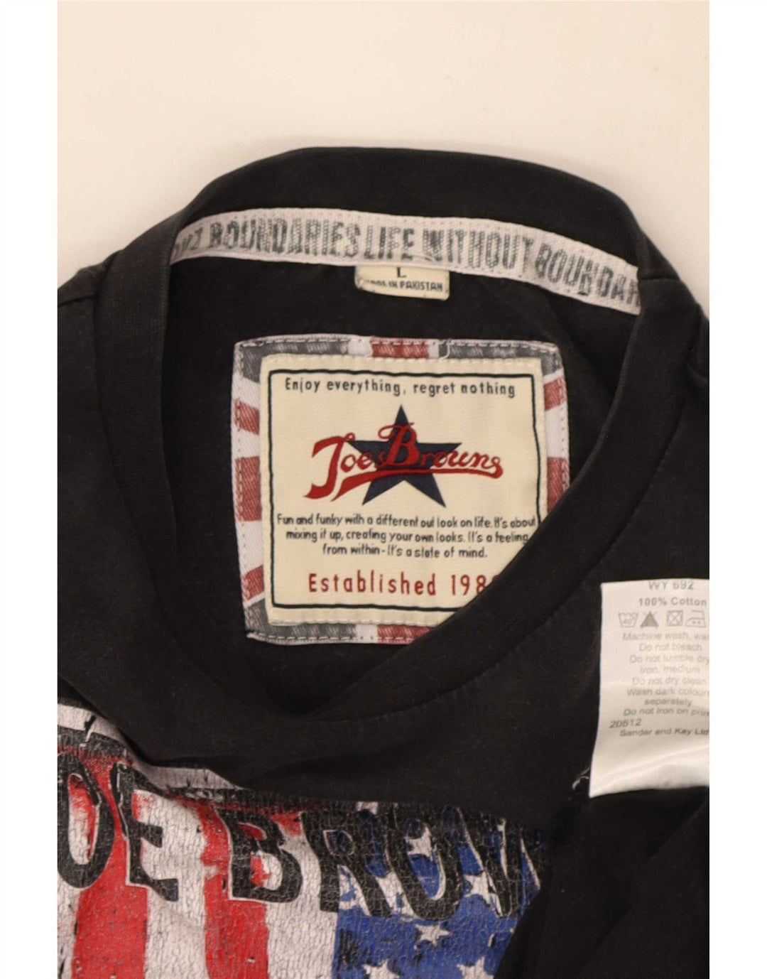 Camiseta gráfica masculina Joe Browns Top grande de algodão preto