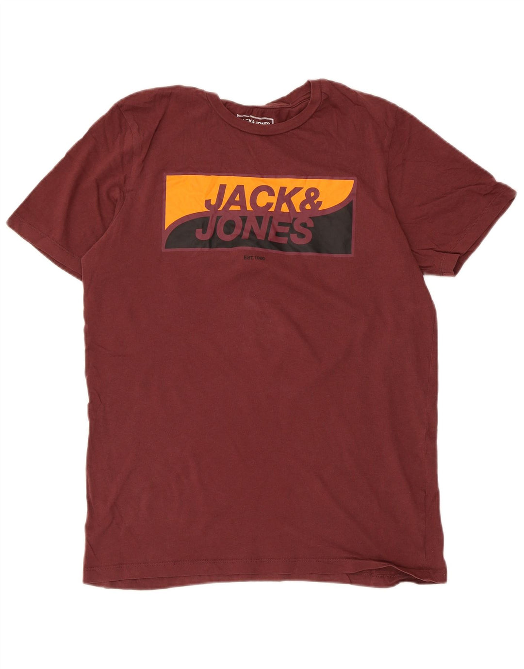 JACK & JONES Camiseta masculina gráfica Top médio algodão marrom