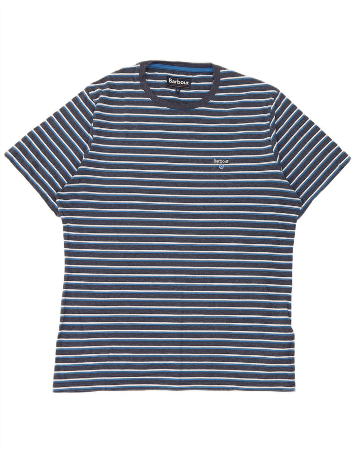 Camiseta masculina Barbour Top médio algodão listrado azul marinho
