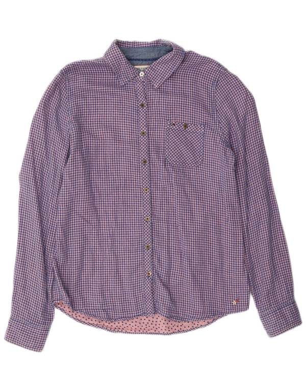 Camisa de flanela feminina Tommy Hilfiger Reino Unido 10 algodão guingão azul pequeno