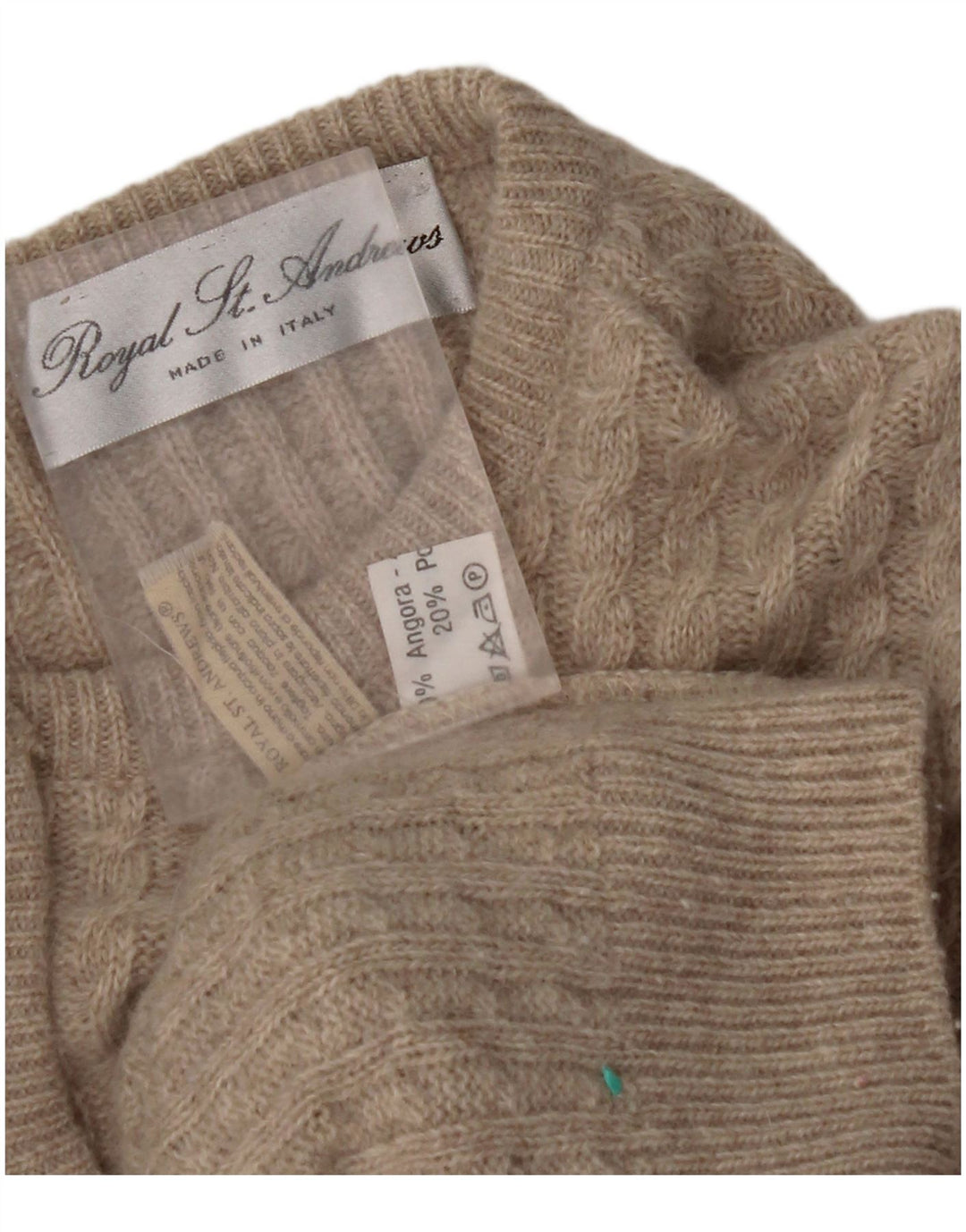 ST. Suéter cardigã feminino ANDREWS Reino Unido 18 XL bege angorá