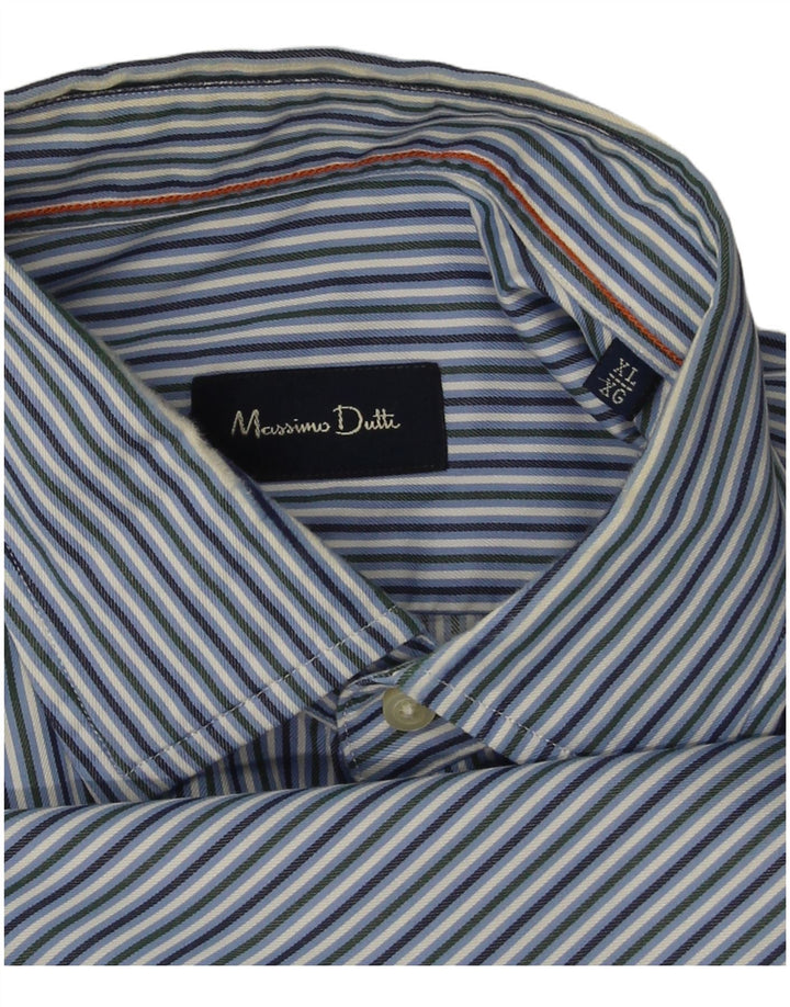 Camisa masculina Massimo Dutti XL risca de giz azul