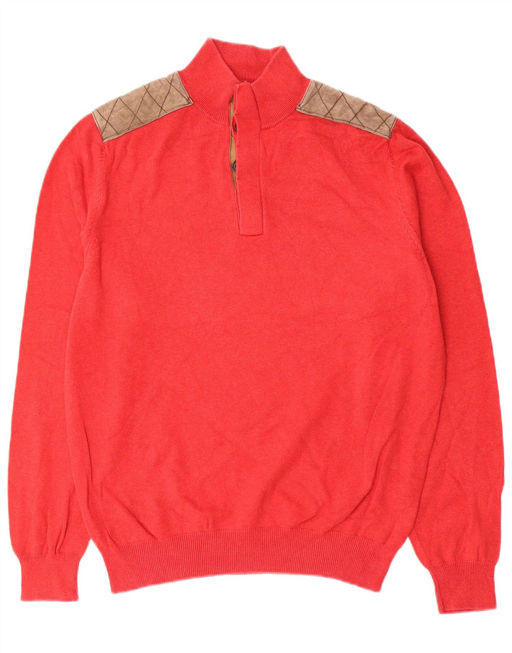 Suéter masculino Massimo Dutti com gola redonda, grande algodão colorido vermelho