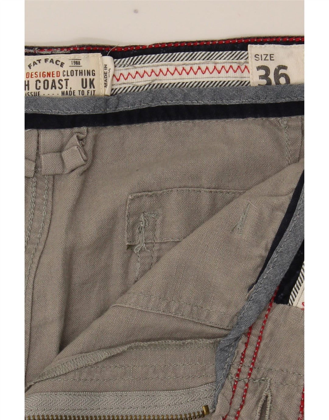 Shorts Chino Masculino Fat Face W36 Linho Cinza Grande
