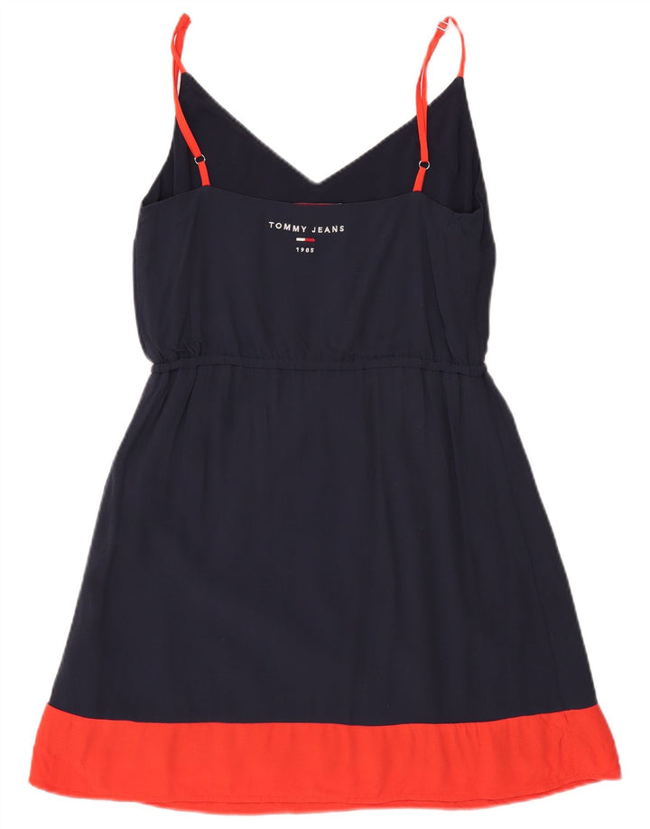 Vestido slip feminino Tommy Hilfiger Reino Unido 10 pequeno azul marinho poliéster
