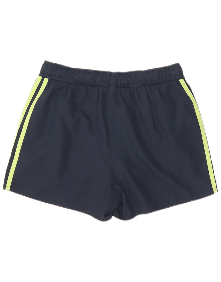 Shorts esportivos femininos Adidas UK 10 pequeno poliéster azul marinho