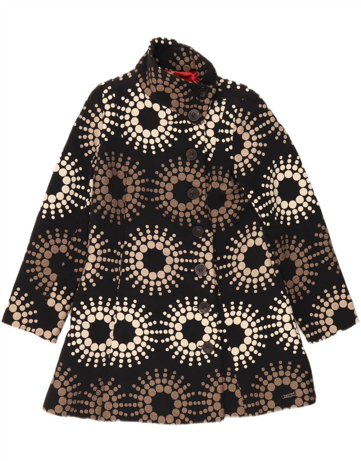 Sobretudo feminino Desigual EU 44 XL preto geométrico poliéster