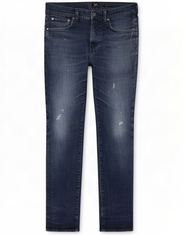 Edwin Mens Distressed Slim Tapered Jeans W34 L32 Algodão Azul