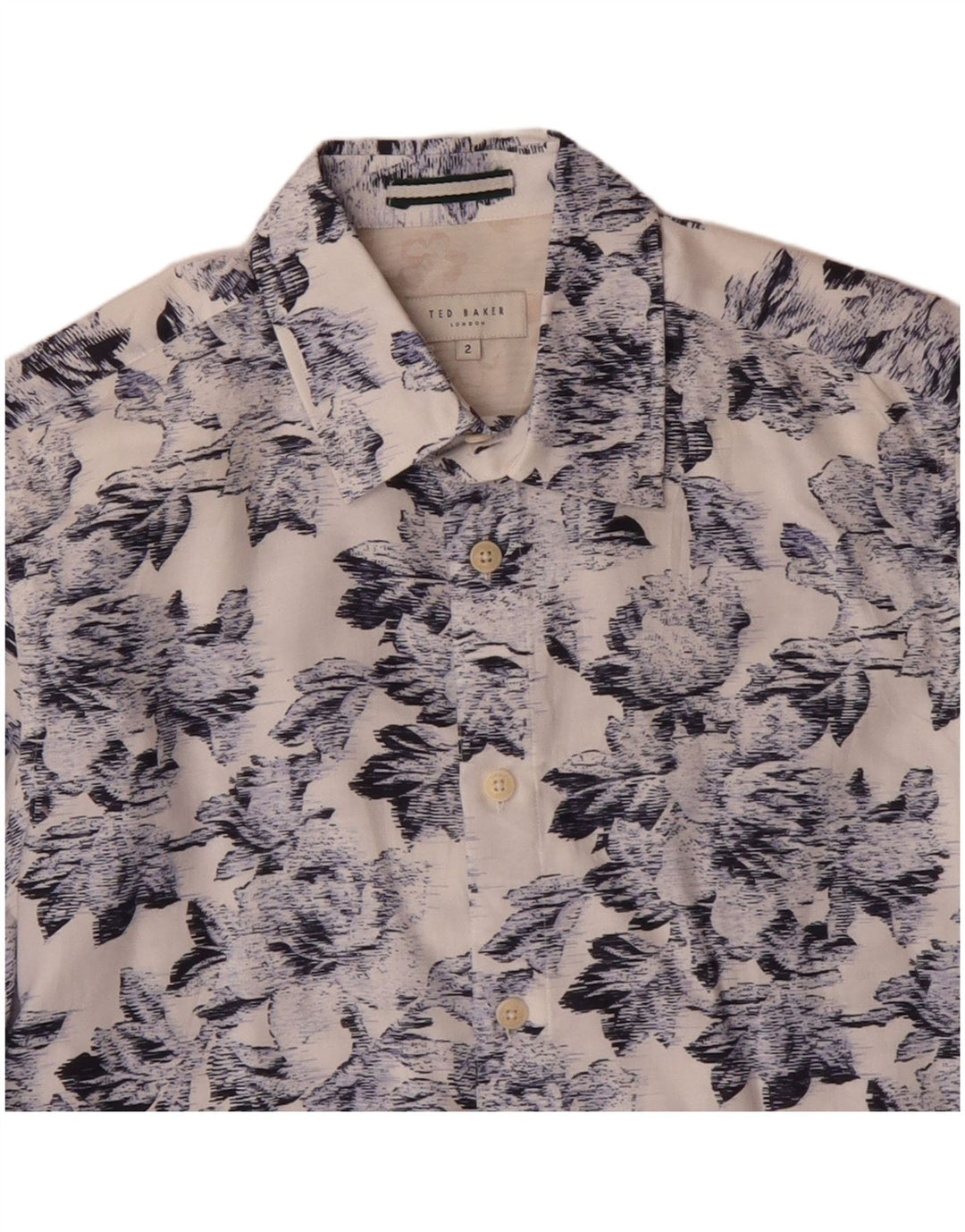 Camisa masculina TED BAKER tamanho 2 pequeno algodão floral branco