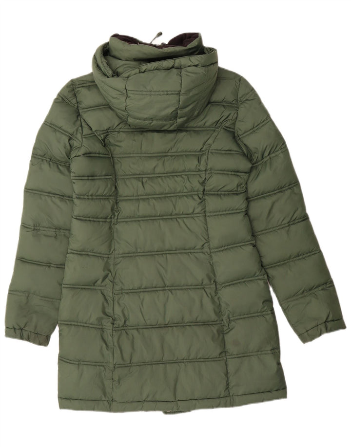 Casaco acolchoado com capuz feminino Superdry UK 6 XS verde poliéster