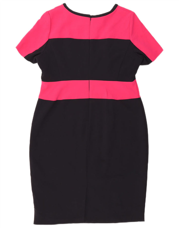 Vestido bainha feminino MARKS & SPENCER UK 18 XL preto colorblock poliéster