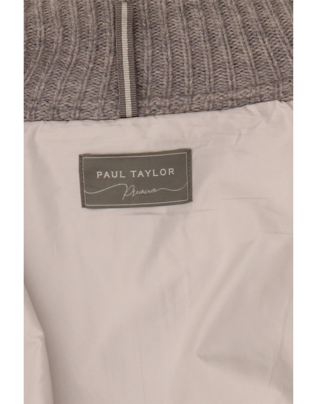 Jaqueta corta-vento masculina Paul Taylor em malha Reino Unido 38 lã cinza médio