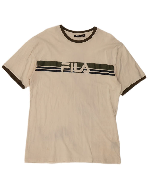 Camiseta masculina Fila Graphic Top XL algodão colorblock bege