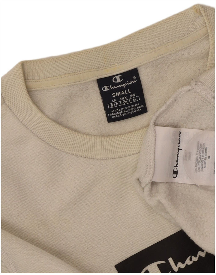 CHAMPION Suéter gráfico masculino pequeno algodão branco