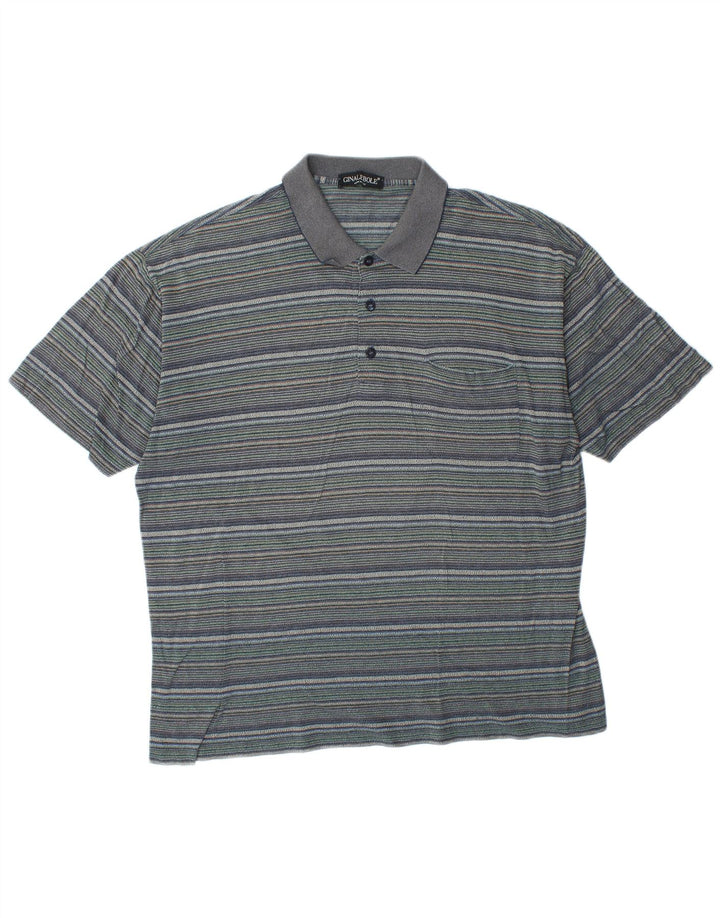 Camisa pólo masculina Ginalebole XL listrada azul