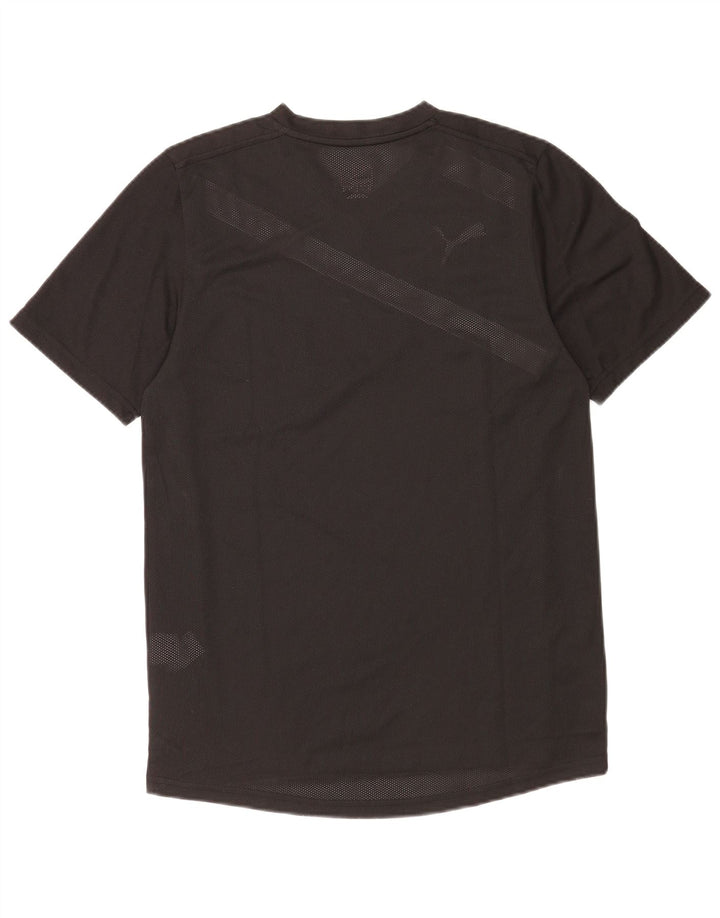 Puma Mens T-Shirt Top Pequeno Poliéster Listrado Preto