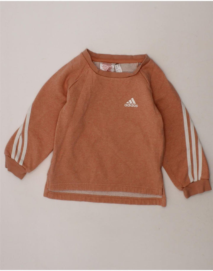 ADIDAS Baby Girls Sweatshirt Jumper 18-24 Months Brown Cotton Vintage Adidas and Second-Hand Adidas from Messina Hembry 