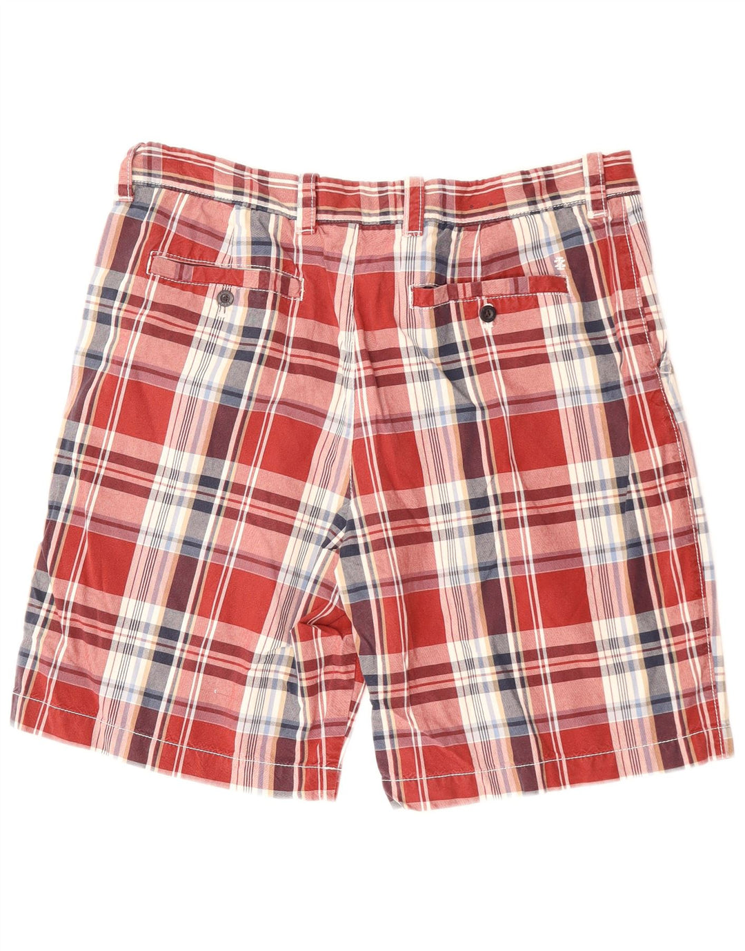 IZOD Mens Chino Shorts W38 XL Algodão Xadrez Vermelho