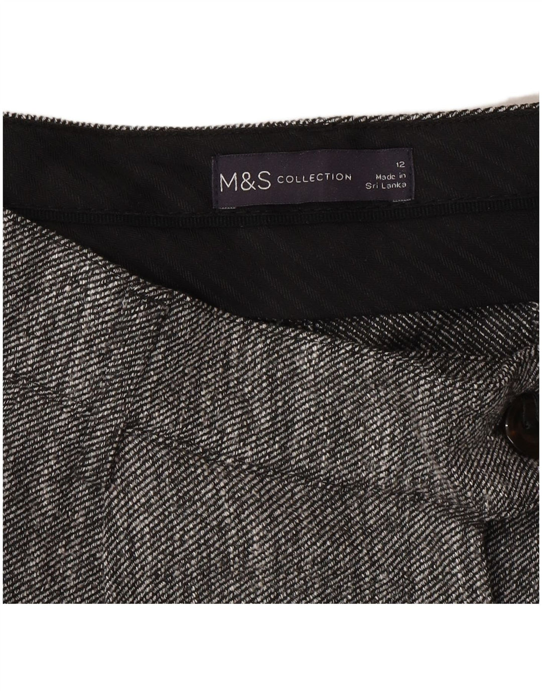 Calça feminina Marks & Spencer Straight Suit UK 12 Médio W30 L27 Cinza