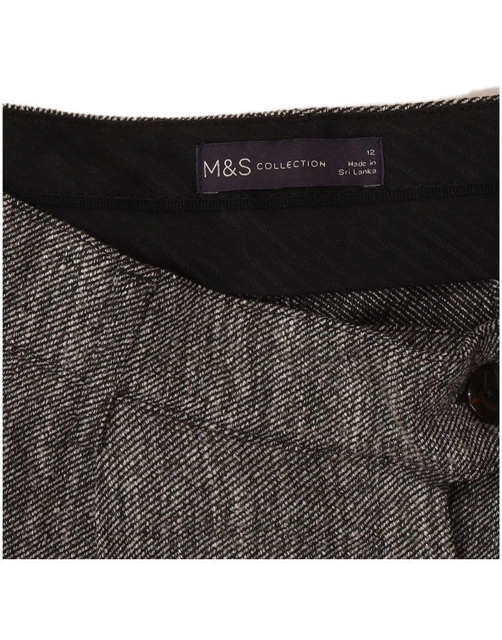 Calça feminina Marks & Spencer Straight Suit UK 12 Médio W30 L27 Cinza