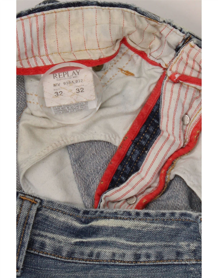 REPLAY Jeans retos masculinos W32 L32 algodão azul