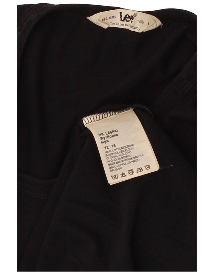Camiseta masculina com estampa LEE grande de algodão preto