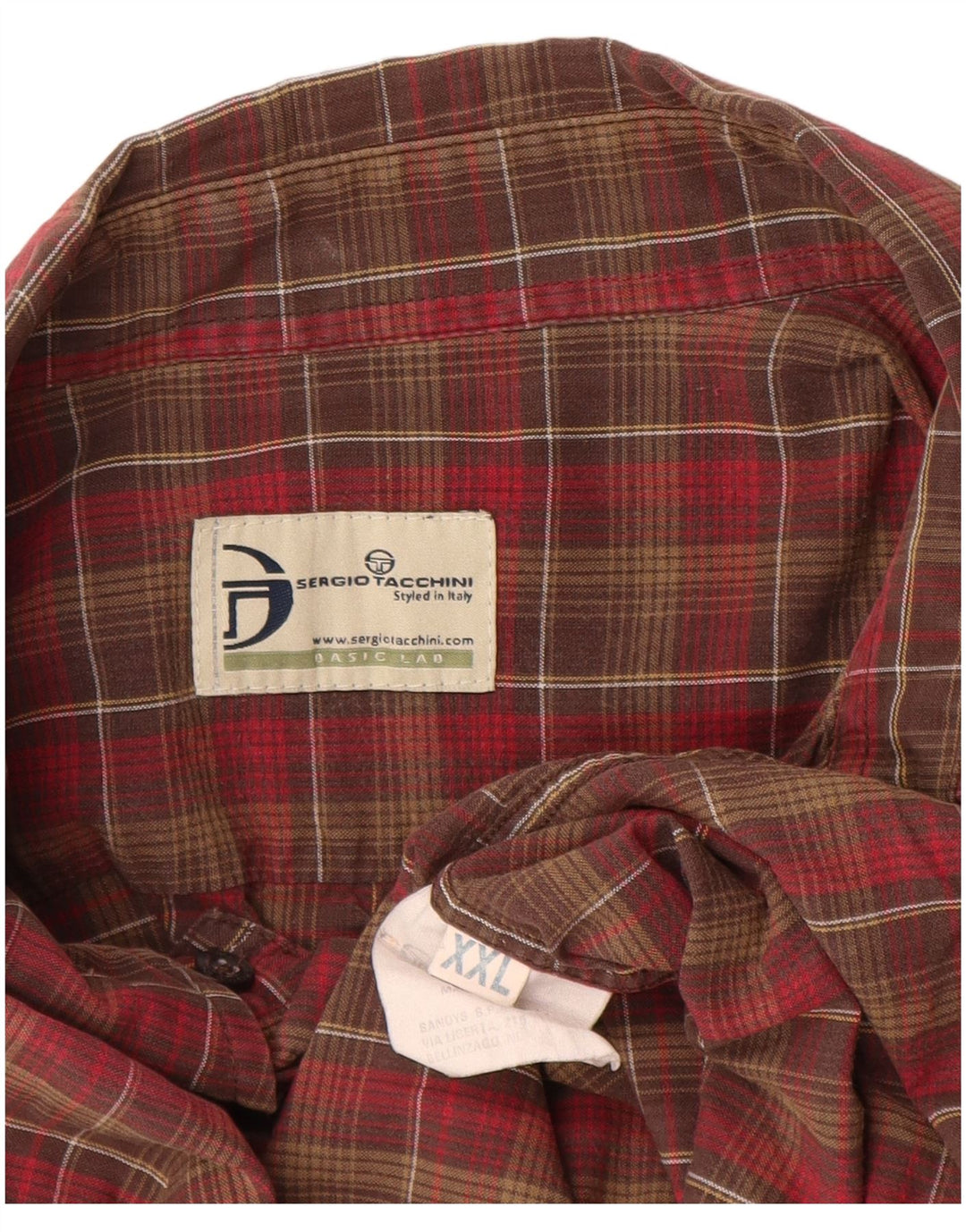 Camisa masculina Sergio Tacchini 2XL algodão xadrez marrom